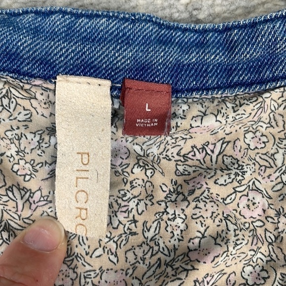 Anthropologie Pilcro Flounced Tunic Dress Chambray Denim Cotton Blue Sz L - Picture 12 of 16